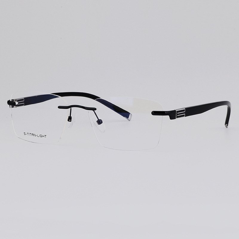 8005 fashion quality luxury acetate computer eyeglass vintage luxury tr90 Men's metal eyeglasses rimless optical frames men
