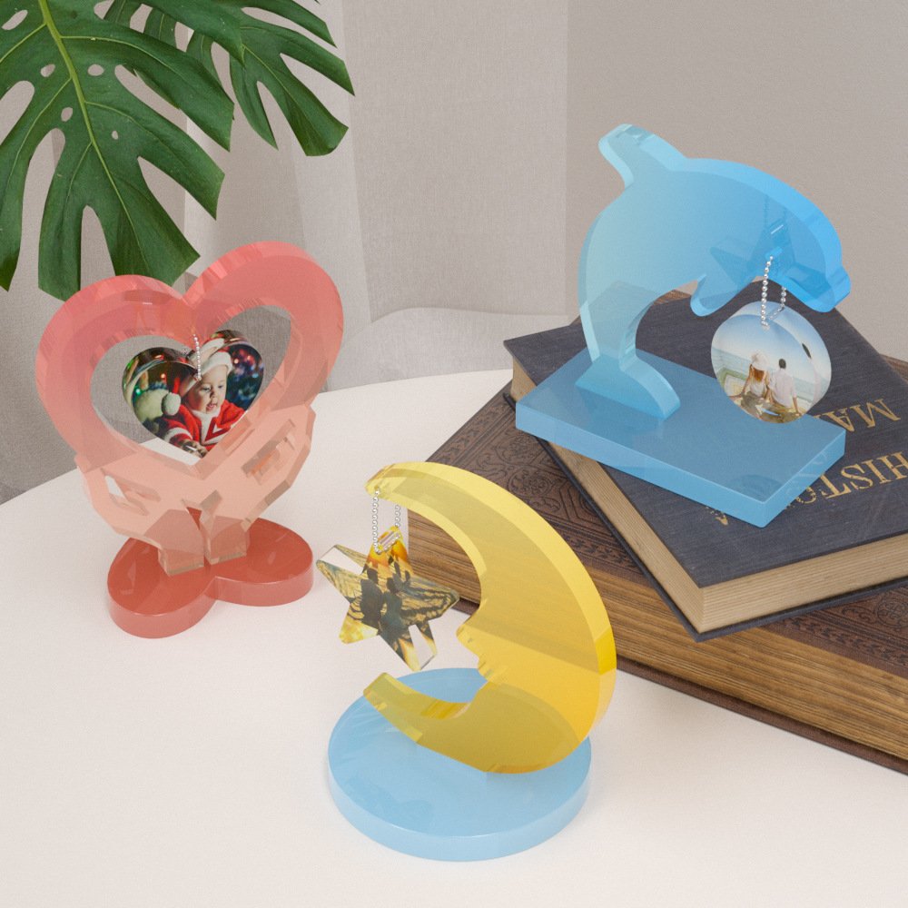 Kaijie DIY Crystal Drop Glue Love Frame Mold Moon Dolphin Heart shaped Gypsum Pendant Hanging Silicone Mold