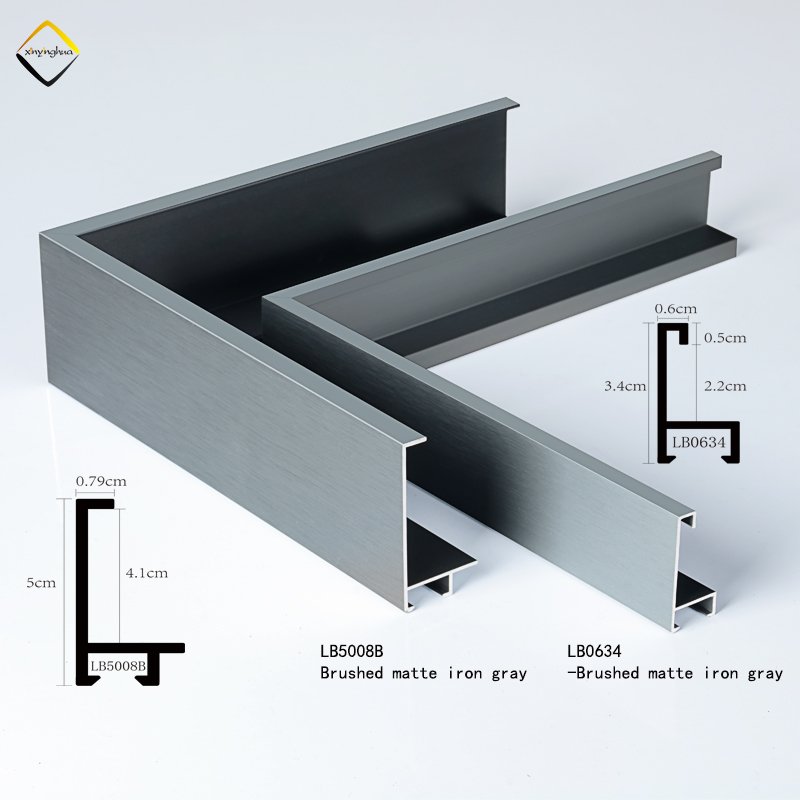 Factory Newest Customized Metal Photo Frame Brushed Matte Iron Gray Aluminium Picture Frames Moulding Aluminum Profile