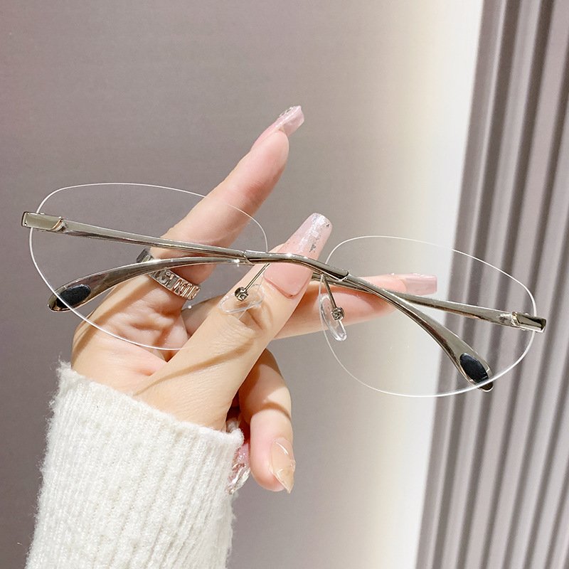 New styles rimless metal oval fashion y2k sun glasses INS popular famous brand designer women's sunglasses