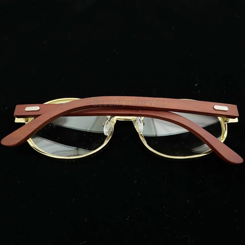 Moissanite Diamond Sunglasses Iced Out Glasses Men's Gold Glasses Men's Hip Hop Style Sunglasses 18k Yellow Gold Over