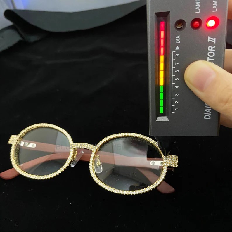 Moissanite Diamond Sunglasses Iced Out Glasses Men's Gold Glasses Men's Hip Hop Style Sunglasses 18k Yellow Gold Over