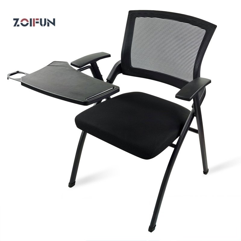 Mesh Stackable Folding Training Chair Staff Room Office Training Chair With Writing Pad
