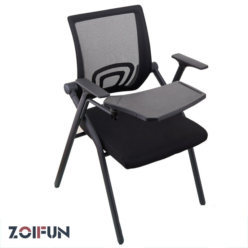 Mesh Stackable Folding Training Chair Staff Room Office Training Chair With Writing Pad
