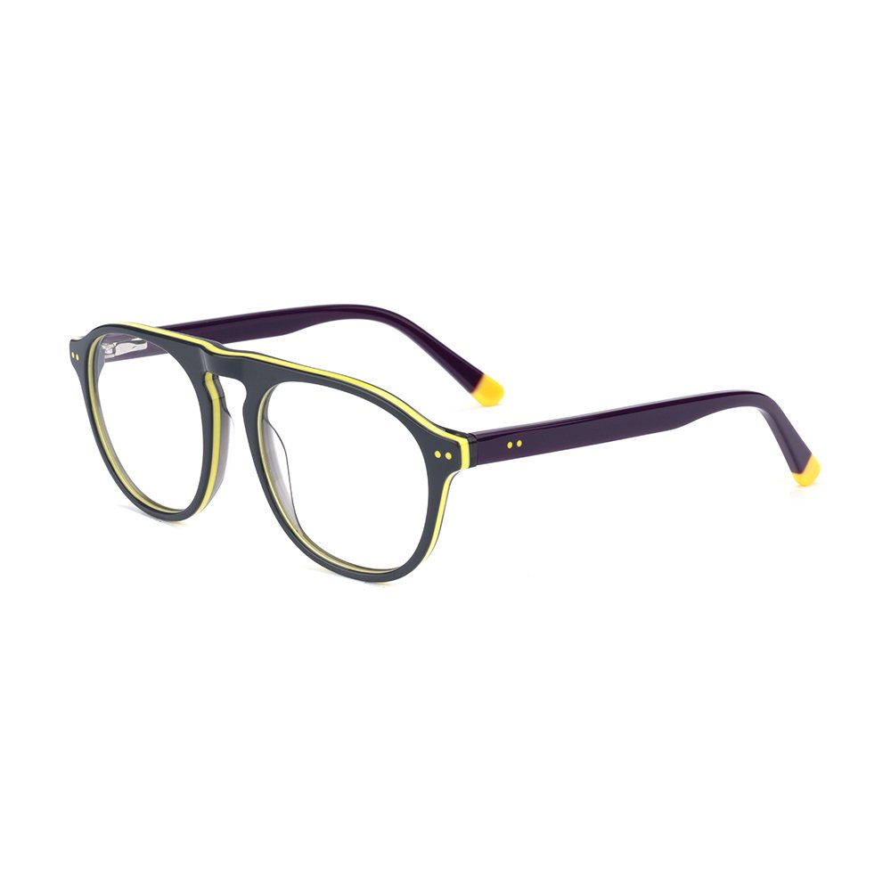 2024 Wholesale LM1009 Cool Boy All-Age Kids Optical Geometric Round Acetate Eye Wear For Teenagers