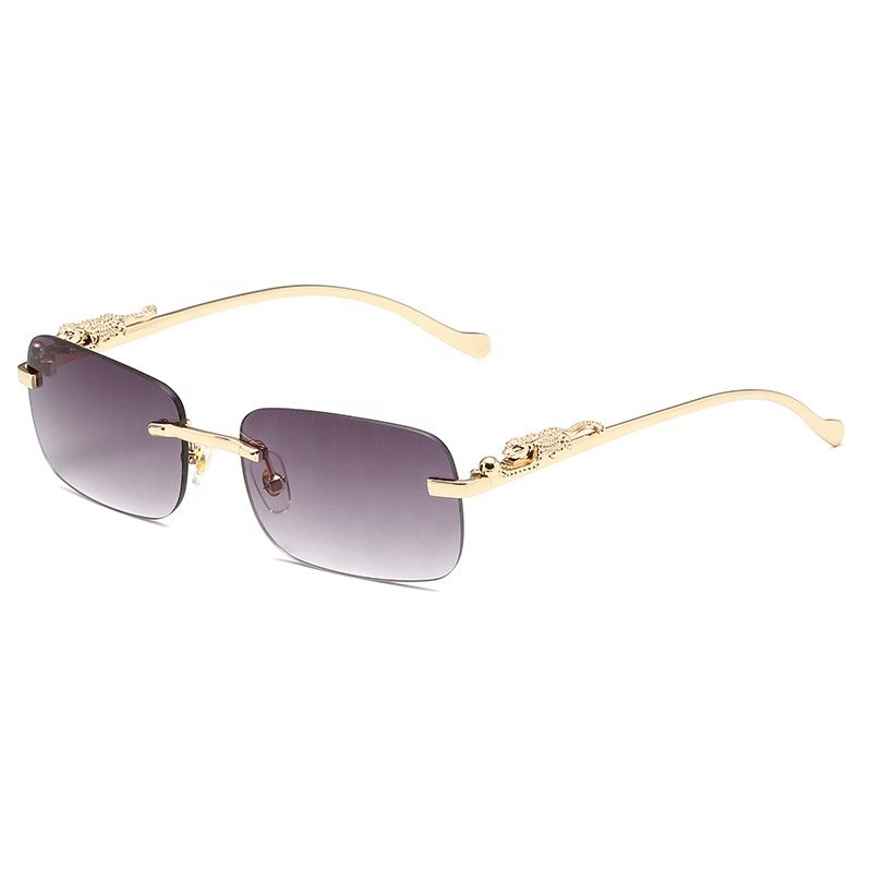 Hot Sale Fashion Diamond Cut Clear Sunglasses Rectangular Men's luxury sunglasses Fashion Metal Square Rimless Retro sunglasses