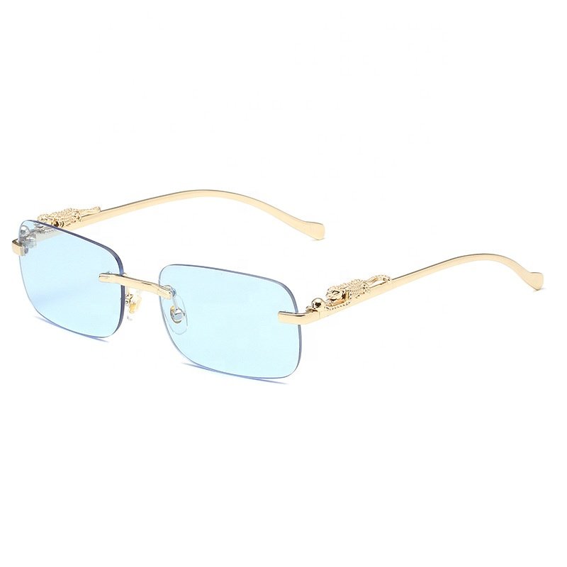 Hot Sale Fashion Diamond Cut Clear Sunglasses Rectangular Men's luxury sunglasses Fashion Metal Square Rimless Retro sunglasses