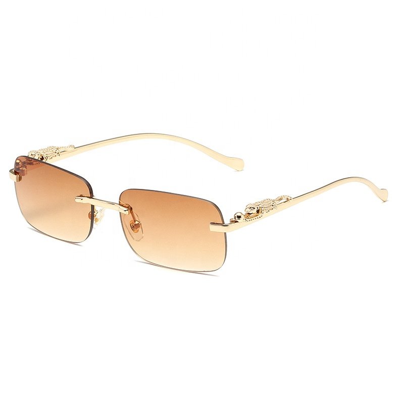Hot Sale Fashion Diamond Cut Clear Sunglasses Rectangular Men's luxury sunglasses Fashion Metal Square Rimless Retro sunglasses