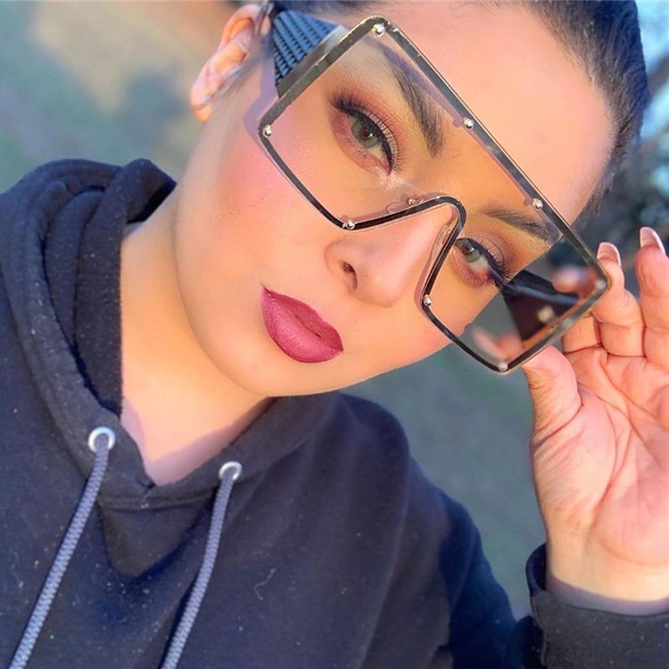 DL Glasses wholesale oversized square sunglasses metal one piece eywear rimless fashionable lunettes de soleil