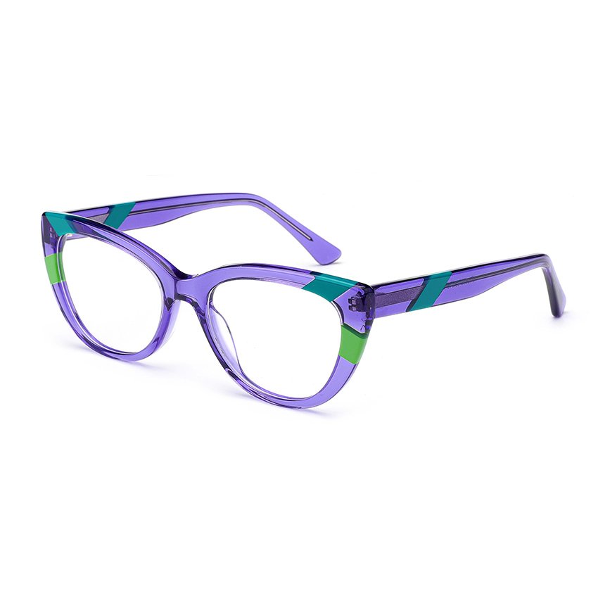 Frame Glasses Quick Delivery LM2308 Cat Eye Color Blocked Acetate Optical Glasses Frame
