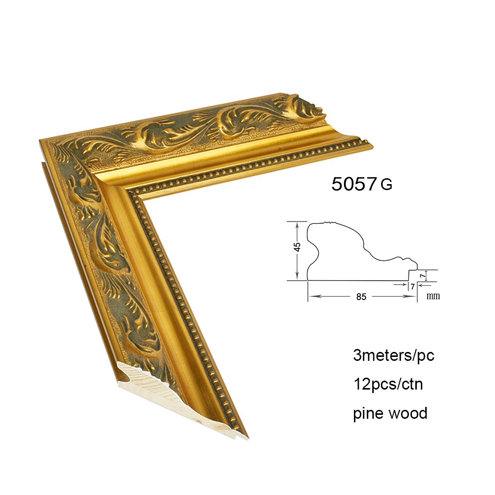 High Quality Custom Made Wood Old Fashion Vintage Royal Gold Foil Painting Frame Moulding