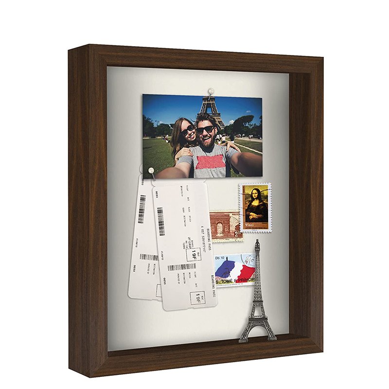 Black White Walnut Wood Mdf Decoration Art Picture Photo Frame Deep Box Frame With Plexiglass