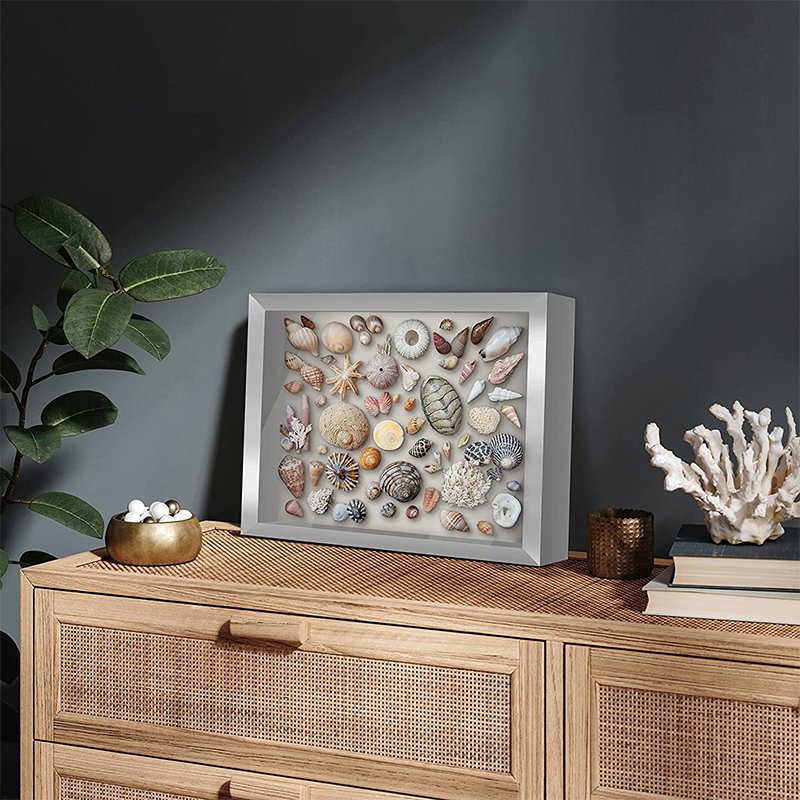 Black White Walnut Wood Mdf Decoration Art Picture Photo Frame Deep Box Frame With Plexiglass