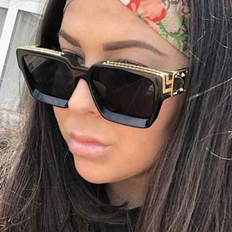 sunglasses 2024 popular fashion custom logo branded designer men's luxury oversized plastic square frame millionaire sunglasses