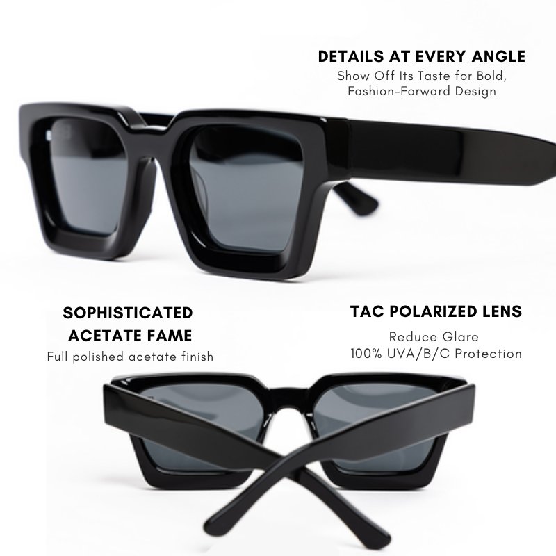 Oem Custom Luxury Logo Sunglasses Polarized Oversized Handmade Rectangle Thick Square Italian Custom Acetate Sunglasses 2023