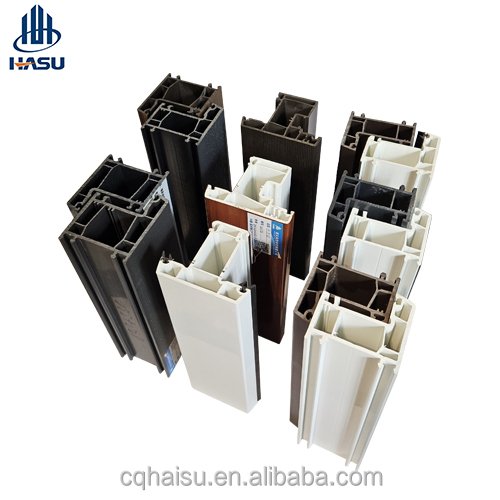 Haisu High Quality 60mm UPVC PVC Casement Windows Doors Manufacturer's Wooden Frame Extruded Plastic Profiles Buildings Moulding