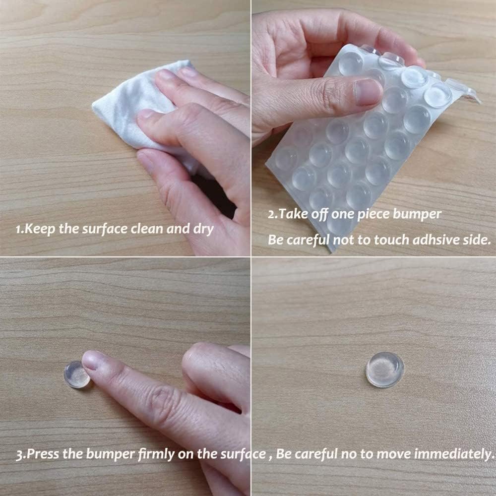 Round Cabinet Door Bumpers Clear Adhesive Cupboard Door Bumpers for Noise Reduction