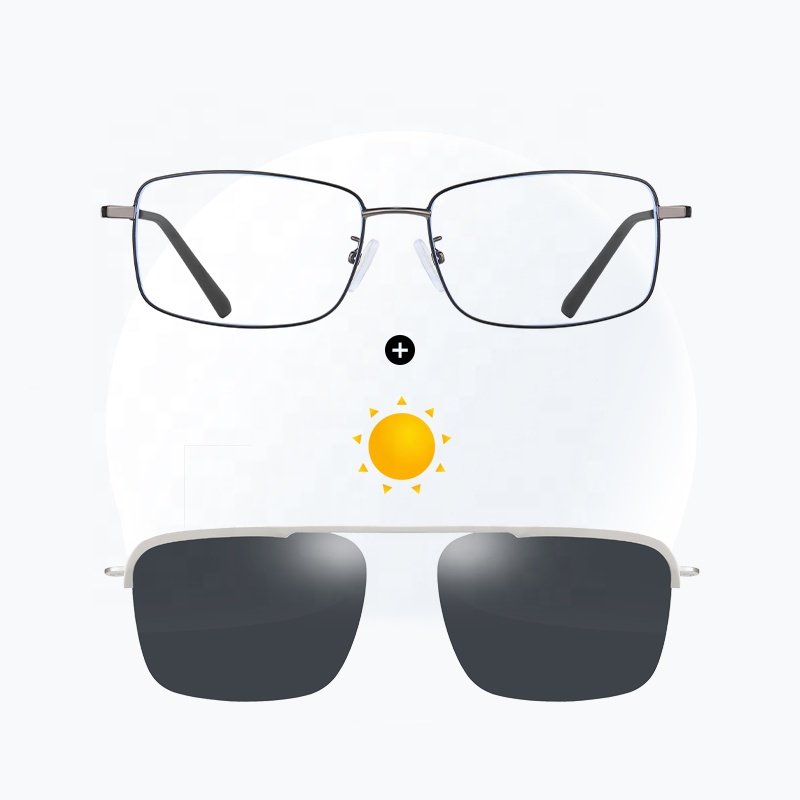 Factory Small MOQ high quality mens light weight metal titanium frame clip on eyewear magnetic glasses