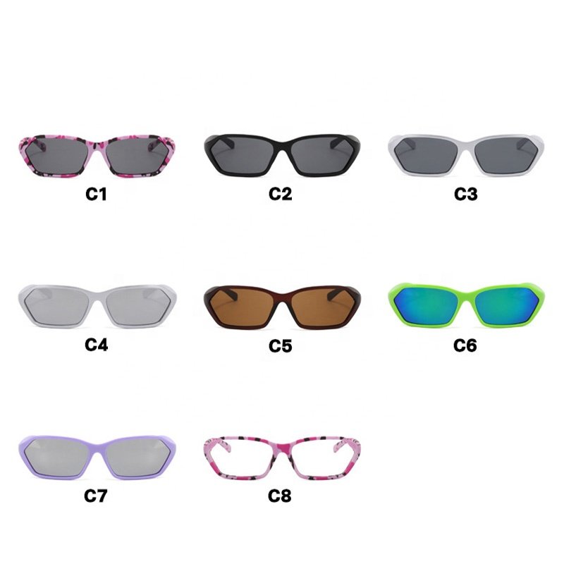 2024 Custom logo fashion pink rectangle one piece sunglasses frames hot selling trendy luxury uv400 vintage y2k women sunglasses