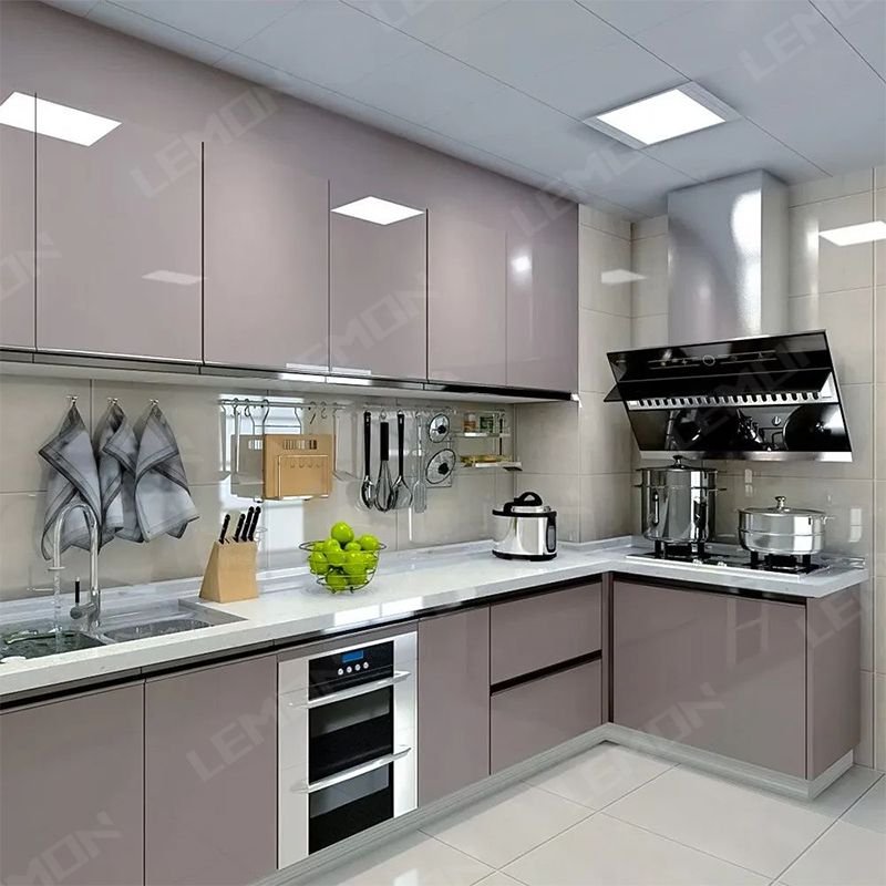 Hot Sale Solid Wood Melamine Modular Luxury Modern Designs Kitchen Cabinet With DTC hardwares Drawers Cheap Price