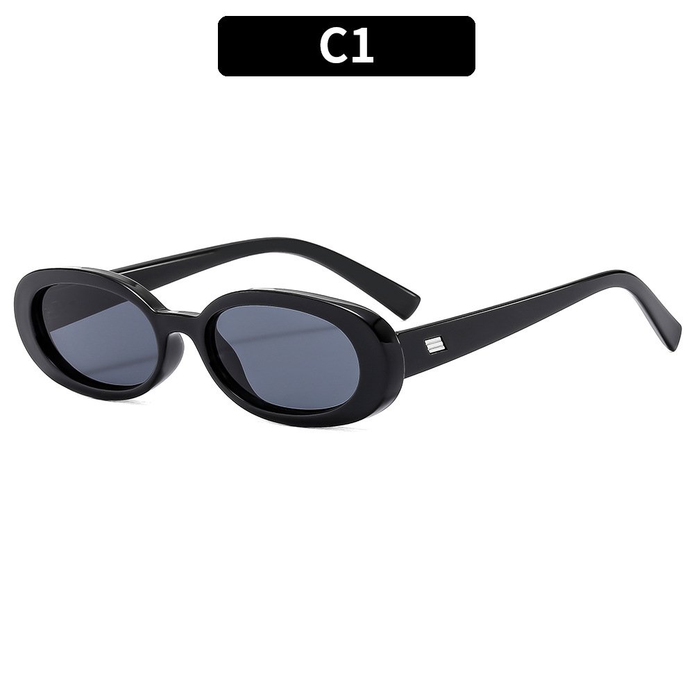 Retro vintage small oval plastic frame fashion sun glasses designer branded INS trending Sunglasses for women