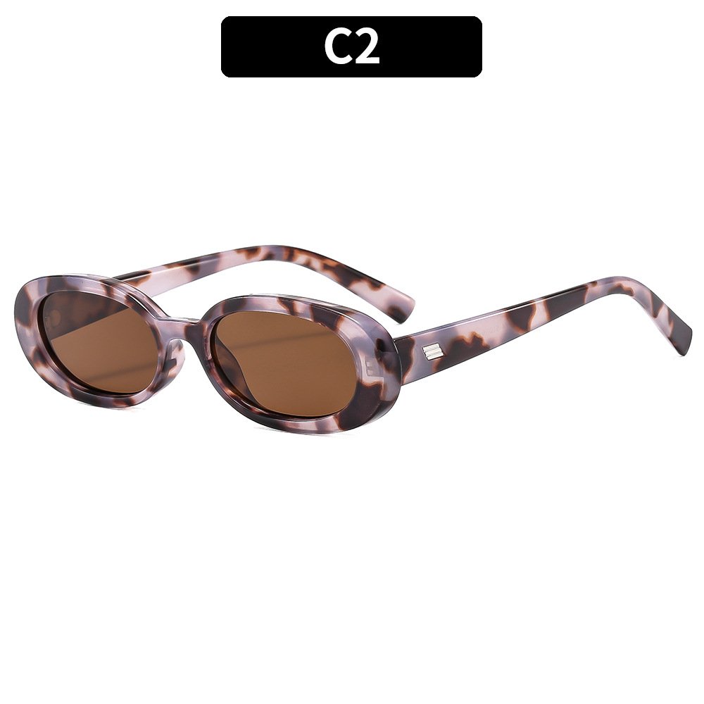 Retro vintage small oval plastic frame fashion sun glasses designer branded INS trending Sunglasses for women