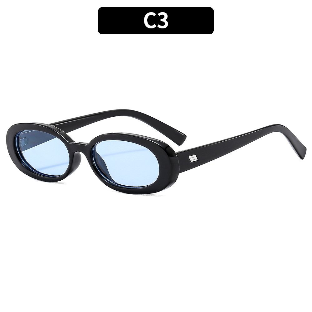 Retro vintage small oval plastic frame fashion sun glasses designer branded INS trending Sunglasses for women