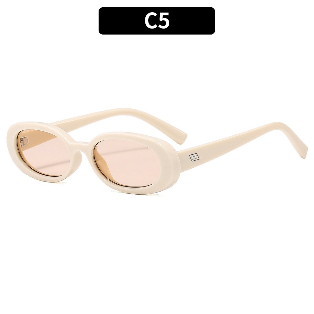Retro vintage small oval plastic frame fashion sun glasses designer branded INS trending Sunglasses for women