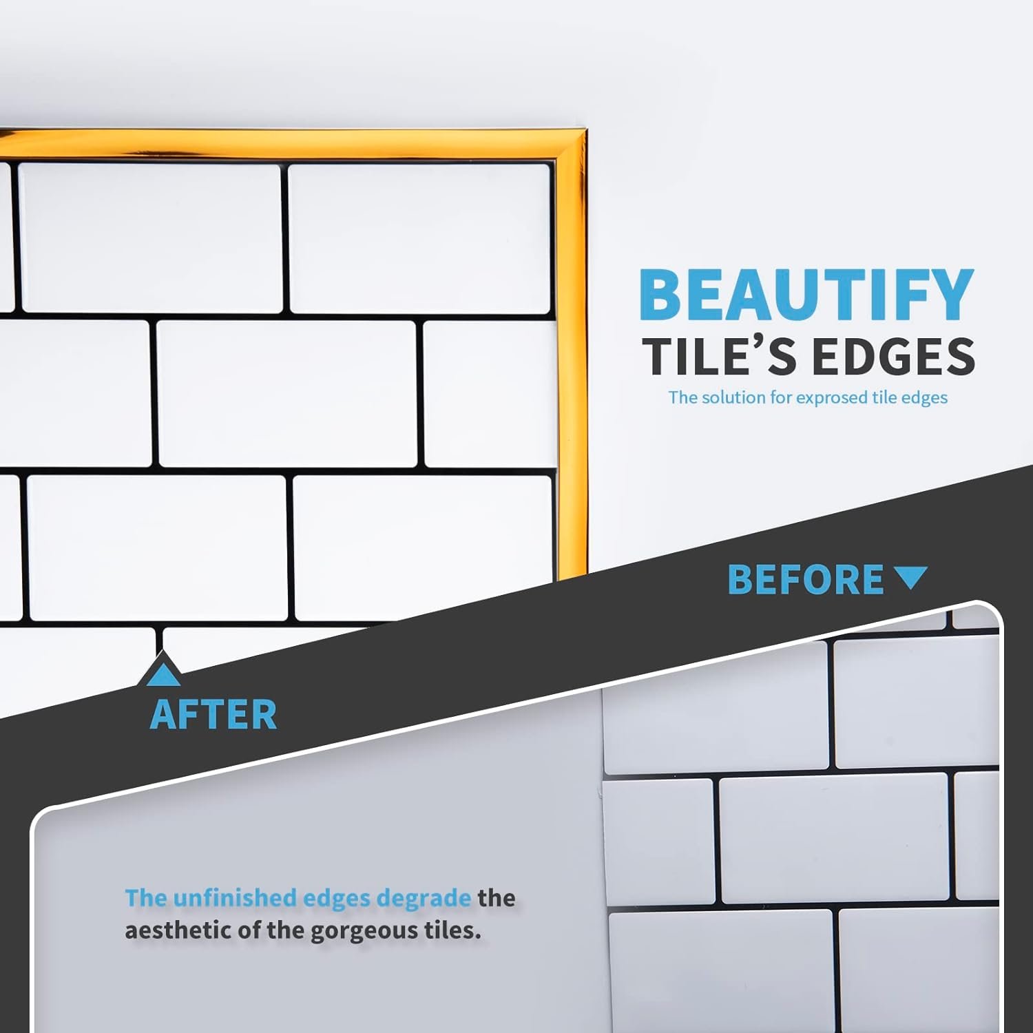 Peel and Stick Trim, Molding Trim for Walls, Edges, Borders, Window Frames, Backsplash Tiles, Flexible and Self Adhesive Trim