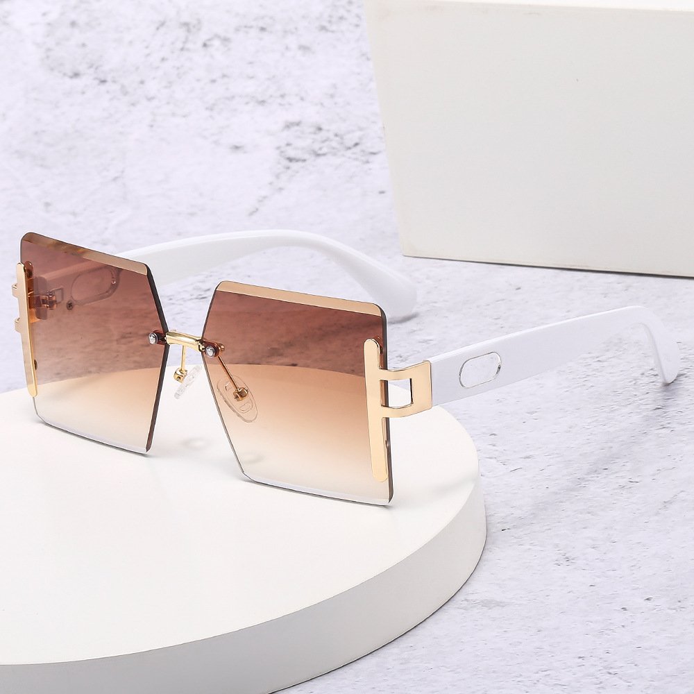 Fashion Oversized Sunglasses Women Square Rimless Frames Sun Glasses Luxury Large Sunglasses