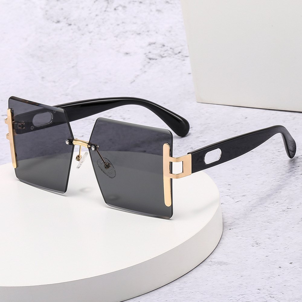Fashion Oversized Sunglasses Women Square Rimless Frames Sun Glasses Luxury Large Sunglasses