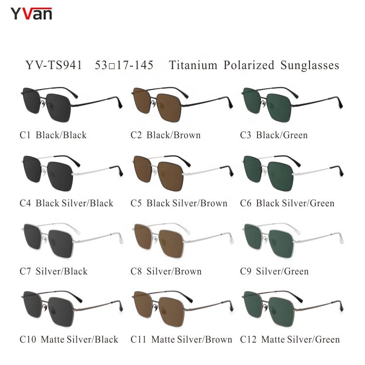 Wholesale Unisex UV400 Sun Glasses Square Frame Me Titanium Shades Men Sunglasses Green Lens Ladies