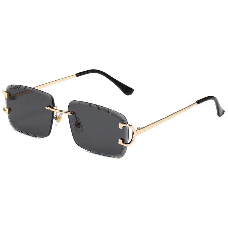 Travel Fashion Square Rimless Sunglasses Classic Frameless Square Designer Sunglasses Diamond Cut Square Metal Adult Sun Glasses