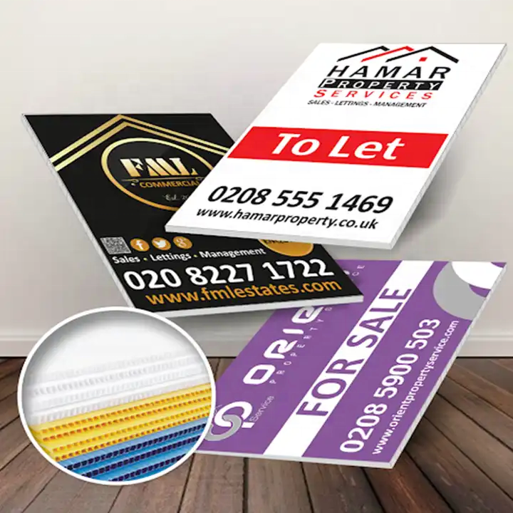 Open house yard plastic corrugated yard sign lawn sign road sign with real estate stake pp material