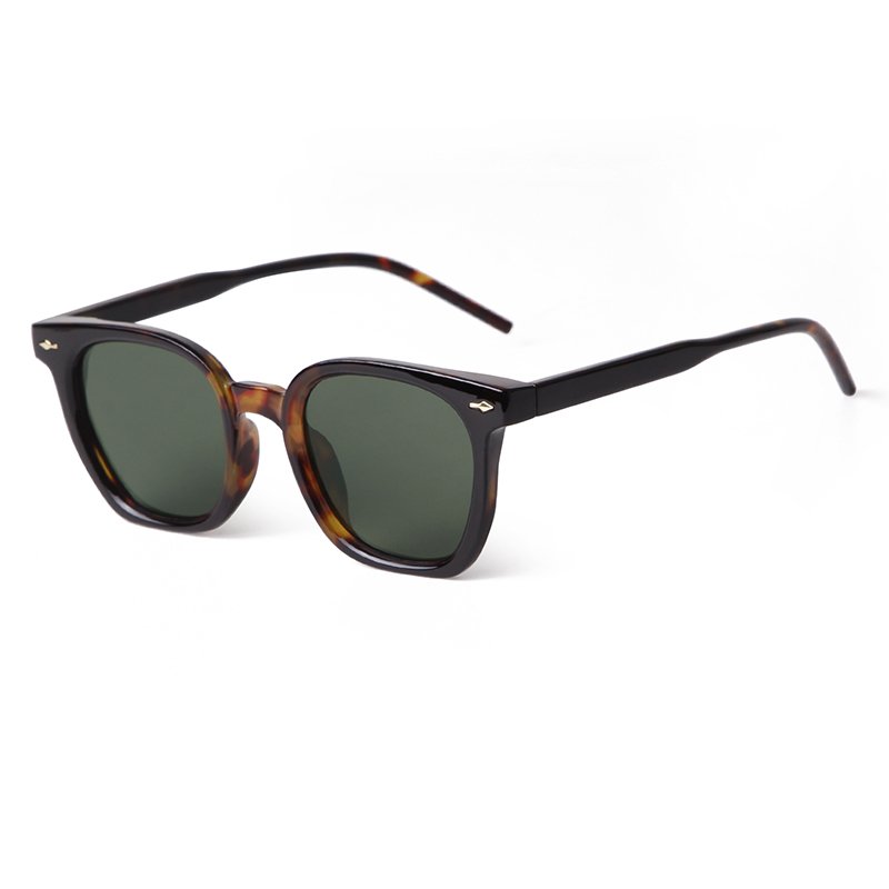 Retro rivet Square frame men Sunglasses leopard print Women fashion Sunglasses street Photography glasses