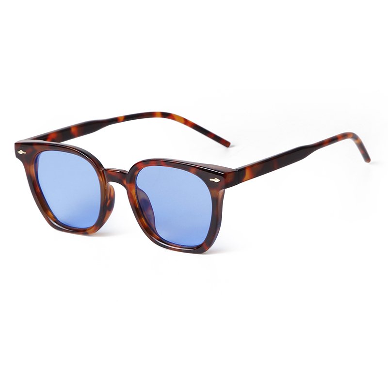 Retro rivet Square frame men Sunglasses leopard print Women fashion Sunglasses street Photography glasses