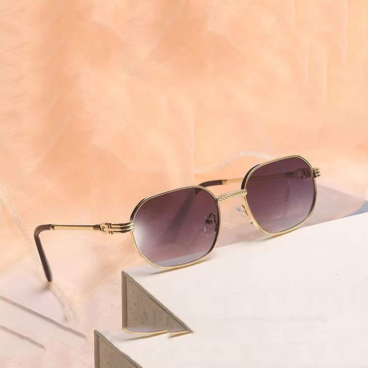 Classic Brand Designer Metal Sunglasses Women Fashion Luxury Sun Glasses Square Polygon Frame 2024 New Female Shades Male Uv400