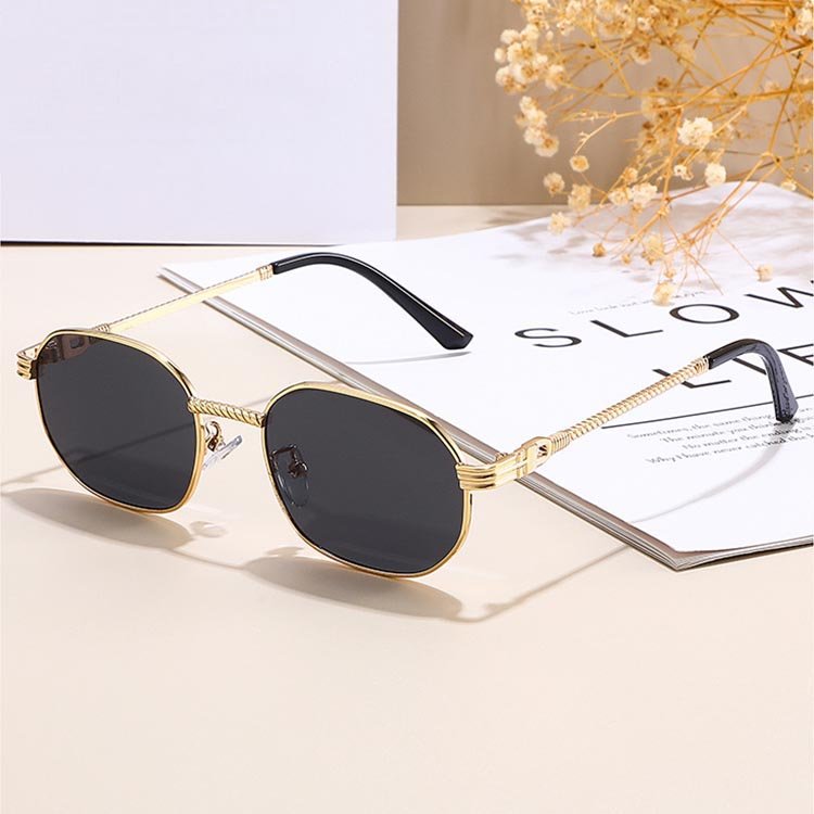 Classic Brand Designer Metal Sunglasses Women Fashion Luxury Sun Glasses Square Polygon Frame 2024 New Female Shades Male Uv400