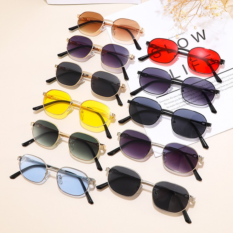 Classic Brand Designer Metal Sunglasses Women Fashion Luxury Sun Glasses Square Polygon Frame 2024 New Female Shades Male Uv400