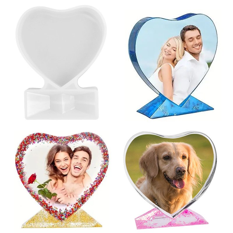 Kaijie heart shaped photo frame silicone mold DIY crystal epoxy mold craft home decoration gift drop rubber mold