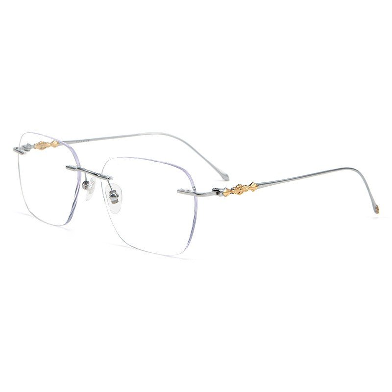 2024 Luxury vintage pure titanium rimless men eyewear anti blue light glasses frame eyeglasses