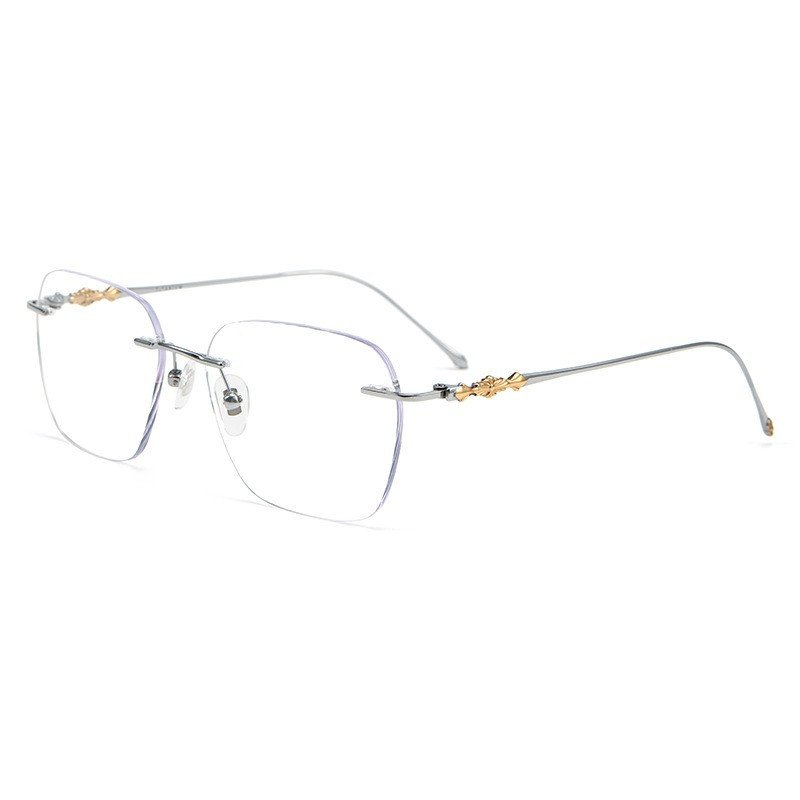 2024 Luxury vintage pure titanium rimless men eyewear anti blue light glasses frame eyeglasses