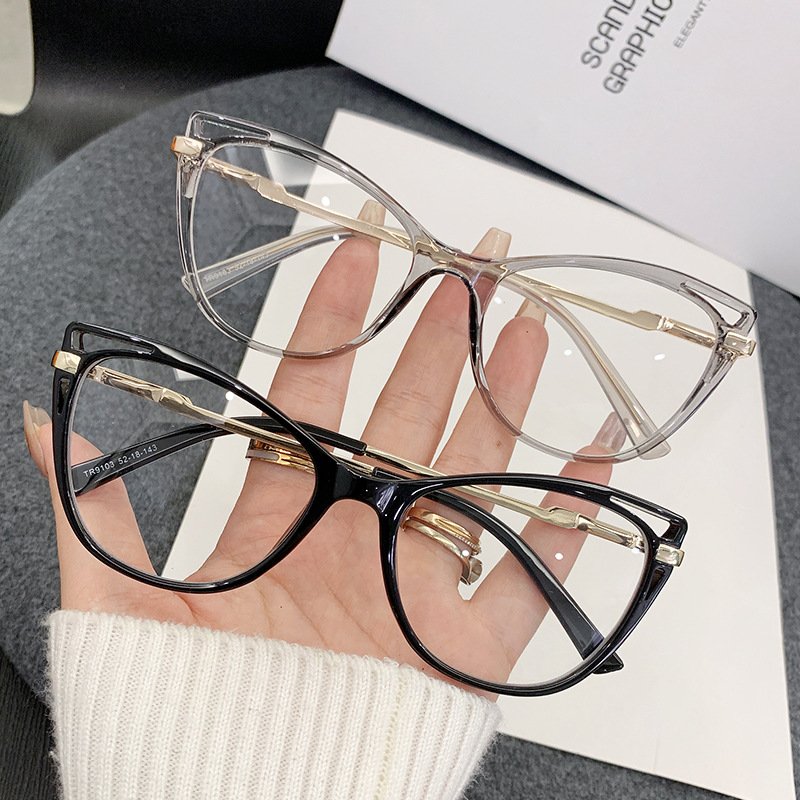 Cat eye anti-blue light glasses small fresh trend personality net celebrity fashion slingshot metal frame