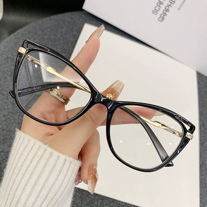 Cat eye anti-blue light glasses small fresh trend personality net celebrity fashion slingshot metal frame