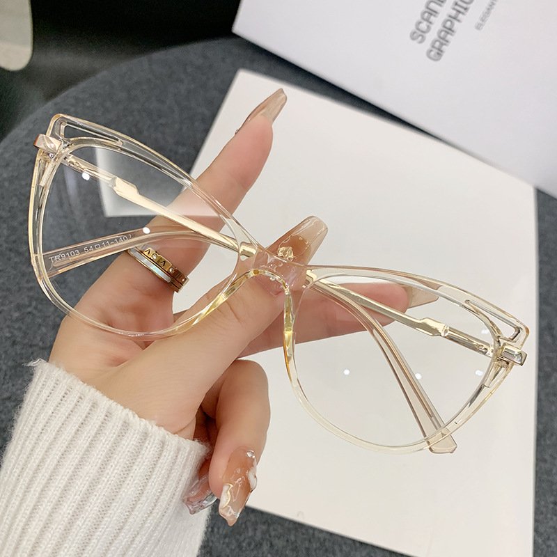 Cat eye anti-blue light glasses small fresh trend personality net celebrity fashion slingshot metal frame