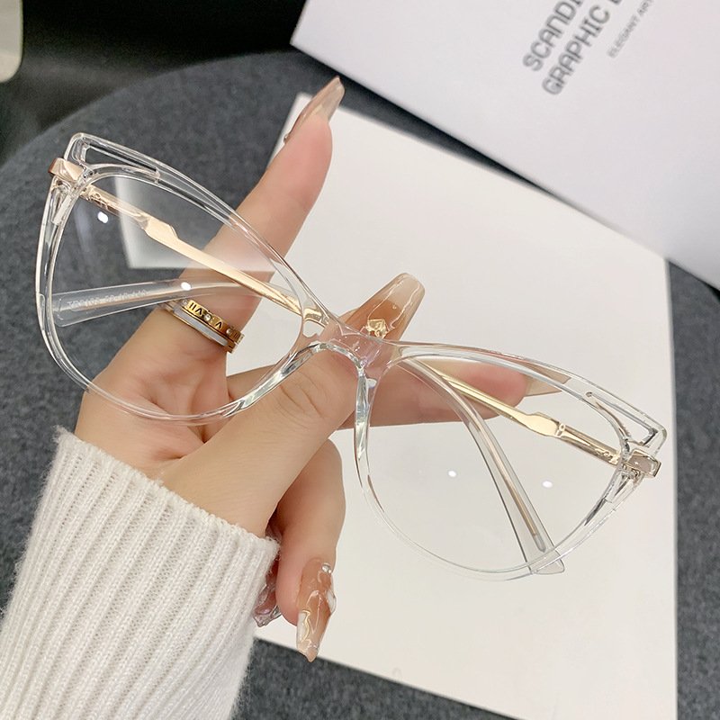 Cat eye anti-blue light glasses small fresh trend personality net celebrity fashion slingshot metal frame