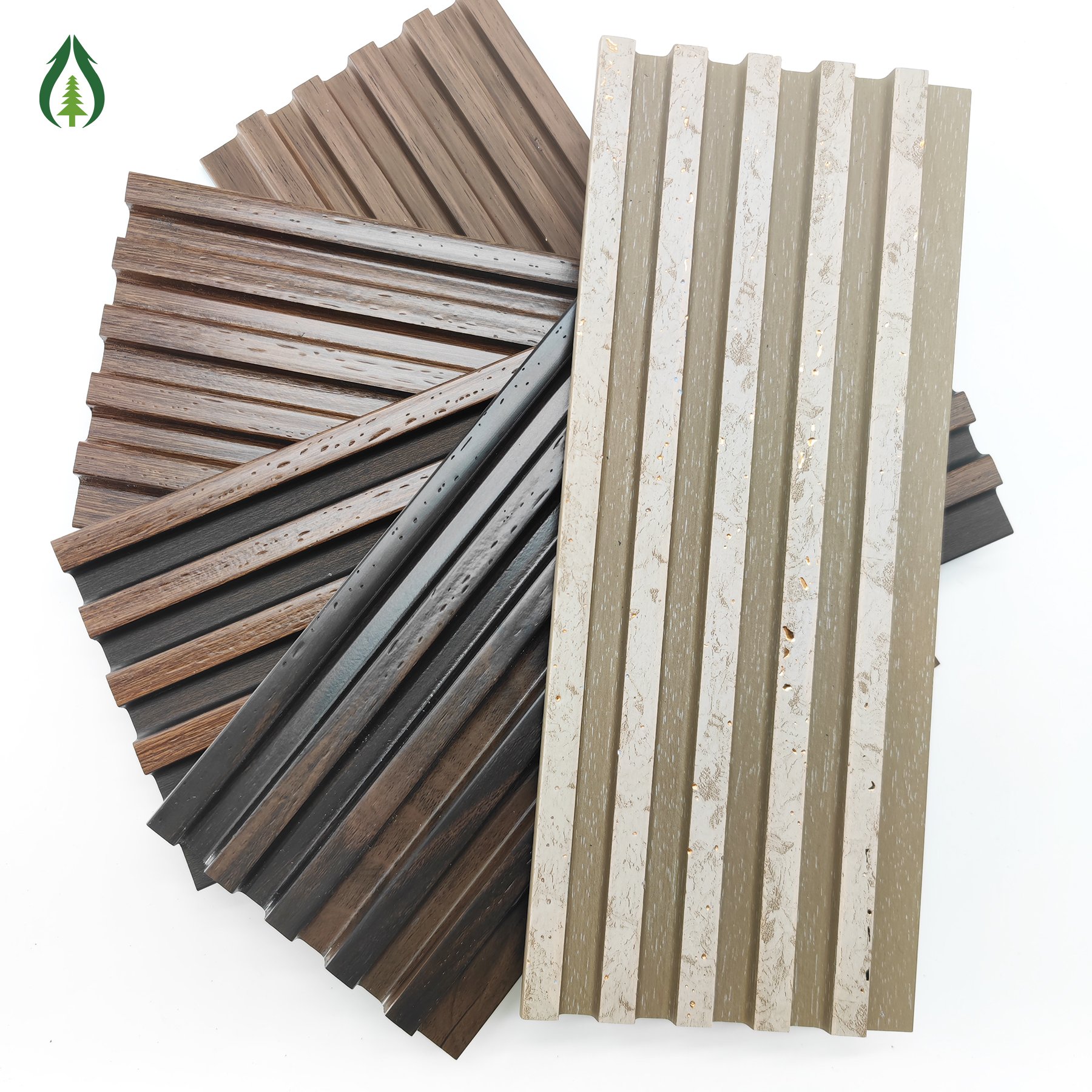 Guancheng Latest Texture 120*12mm PS panel 3D Wood Fluted PS Wall Panel exterior