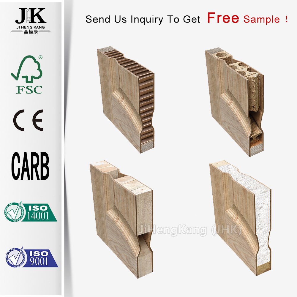 JHK-FC01 Wooden Door Frame Wood Glass Double Door Design Wood Veneer Door