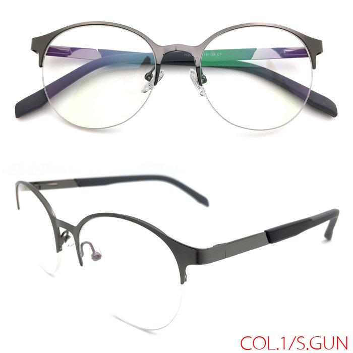 Premium Round Metal Glasses Frames Half Rim Eyeglass Frames Men Women Spectacles