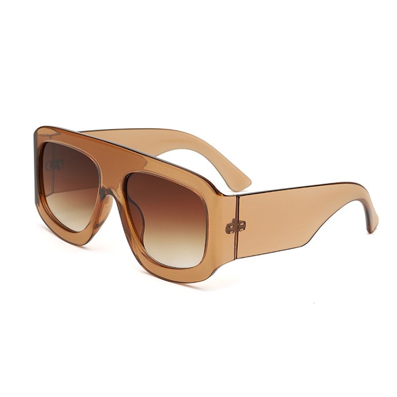 Retro Shades Vintage Brown Sunglasses For Men Oversized Square Thick Frame Shades Wholesale Trendy 2024 Sunglasses